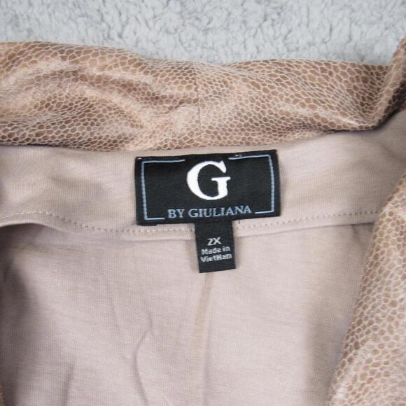 G By Giuliana Women's Beige Snake Print Open Front Waterfall Cardigan Sweater 2X - Picture 3 of 8